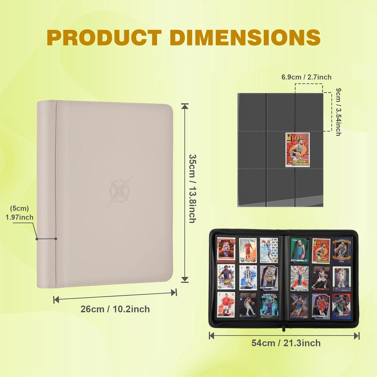 Trading Card Binder, Card Binder 9 Pocket for Trading Cards, Holds 540 Cards, Zippered Premium Card