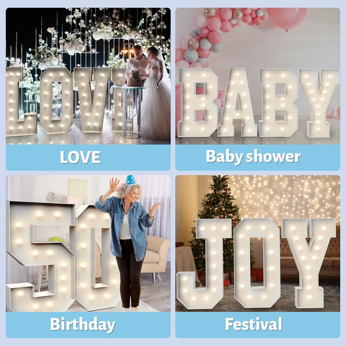 4FT Marquee Light Up Letters L,Party Decoration Large Marquee Light Up Letters with Weighted Water