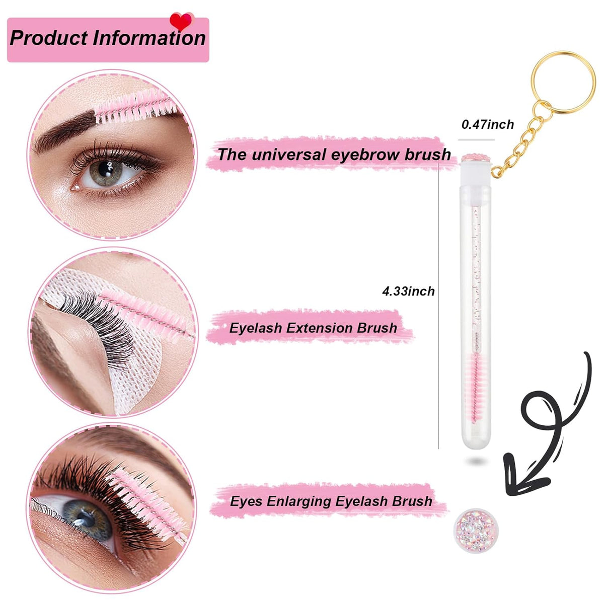 Upgrade 48 Pieces Disposable Mascara Wands Set,Extremely Durable Diamond Mascara for Women and