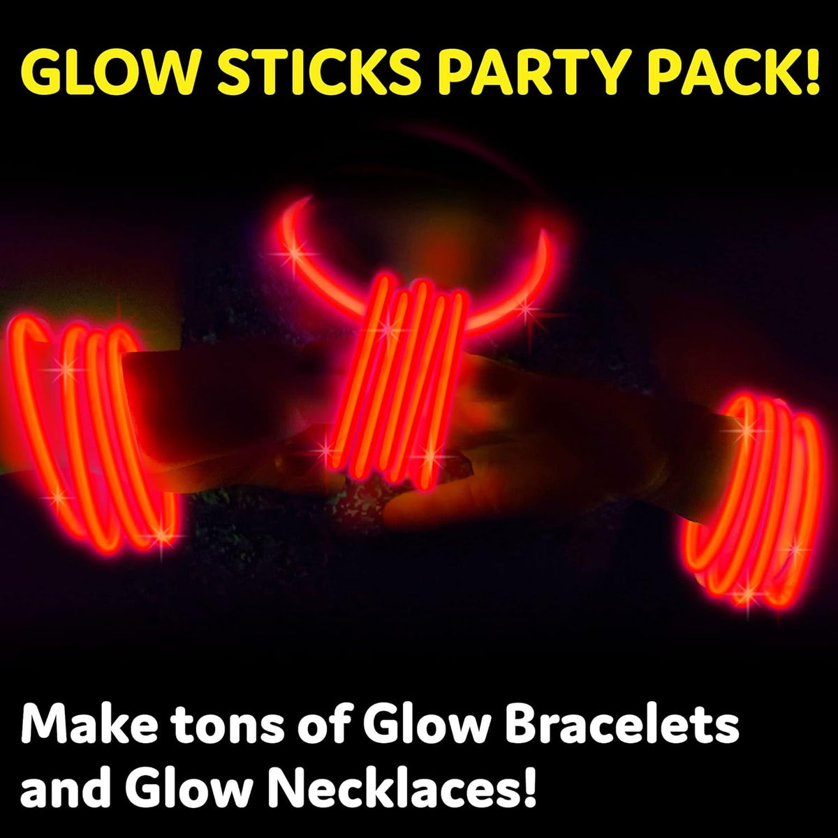 PartySticks Red Glow Sticks - 100pk, 8 Inch Glow in The Dark Light Up Sticks - Party Favors