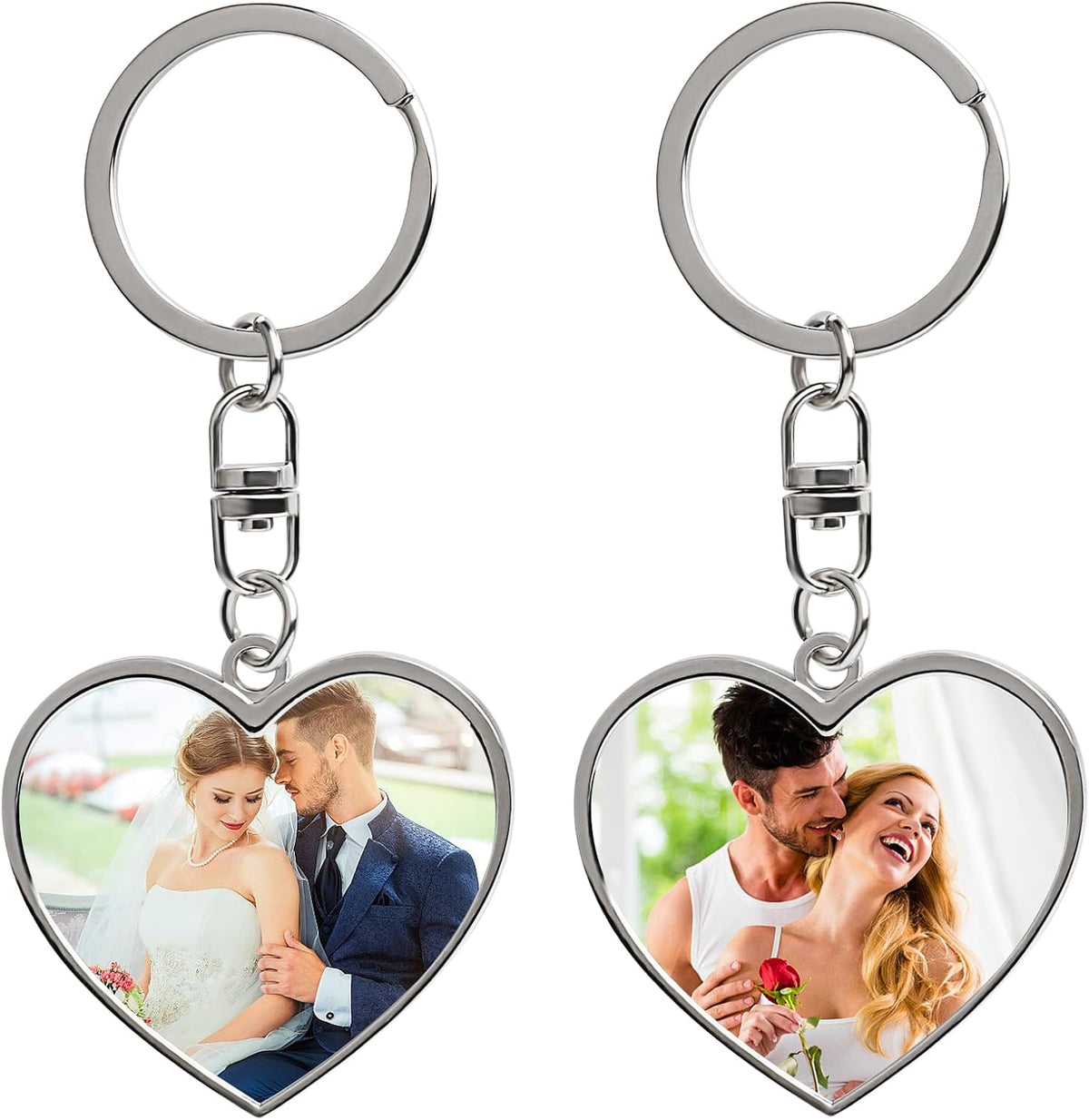 Double Side Custom Keychain with Picture Personalized Engraving Photo Text Customized Gifts for Men