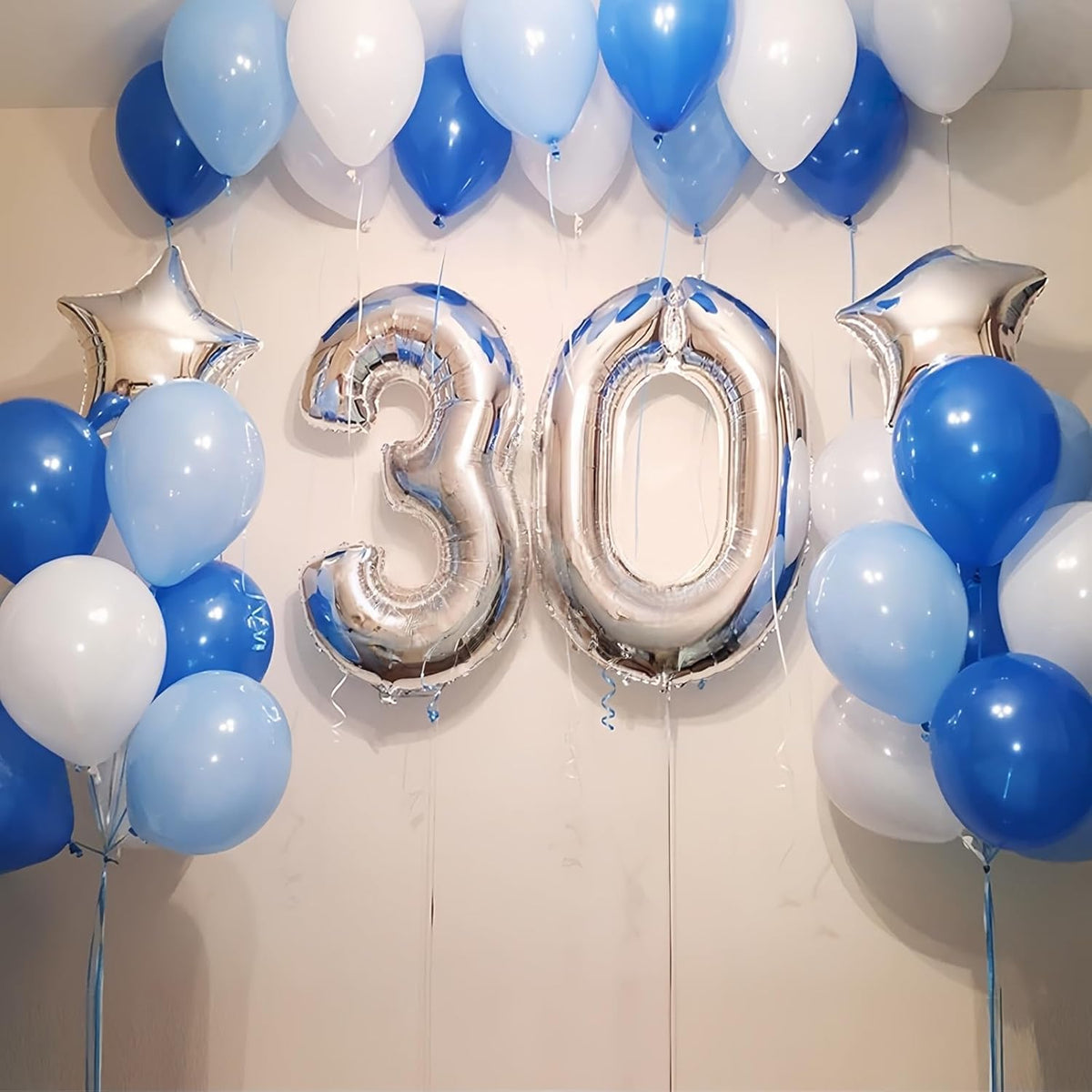 Silver 3 Balloons, 40 Inch Giant Helium Foil Number 0-9 Silver 3rd Birthday Balloon for Boys Girls