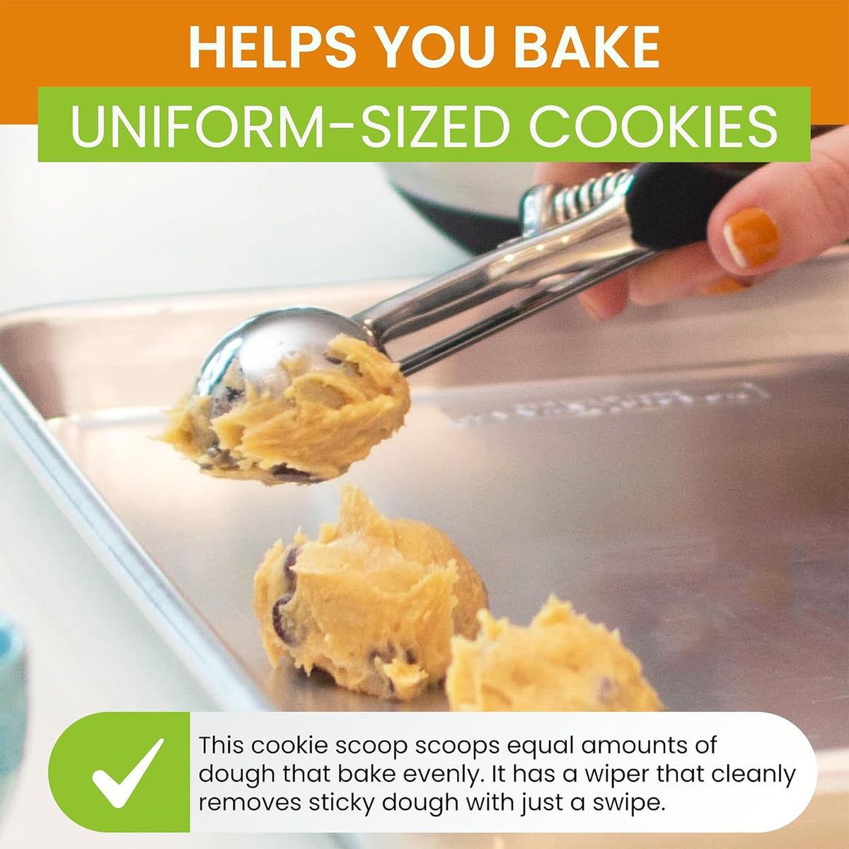Spring Chef Large #20 Stainless Steel Cookie Scoop for Baking, Multifunctional Cookie Dough Scoop