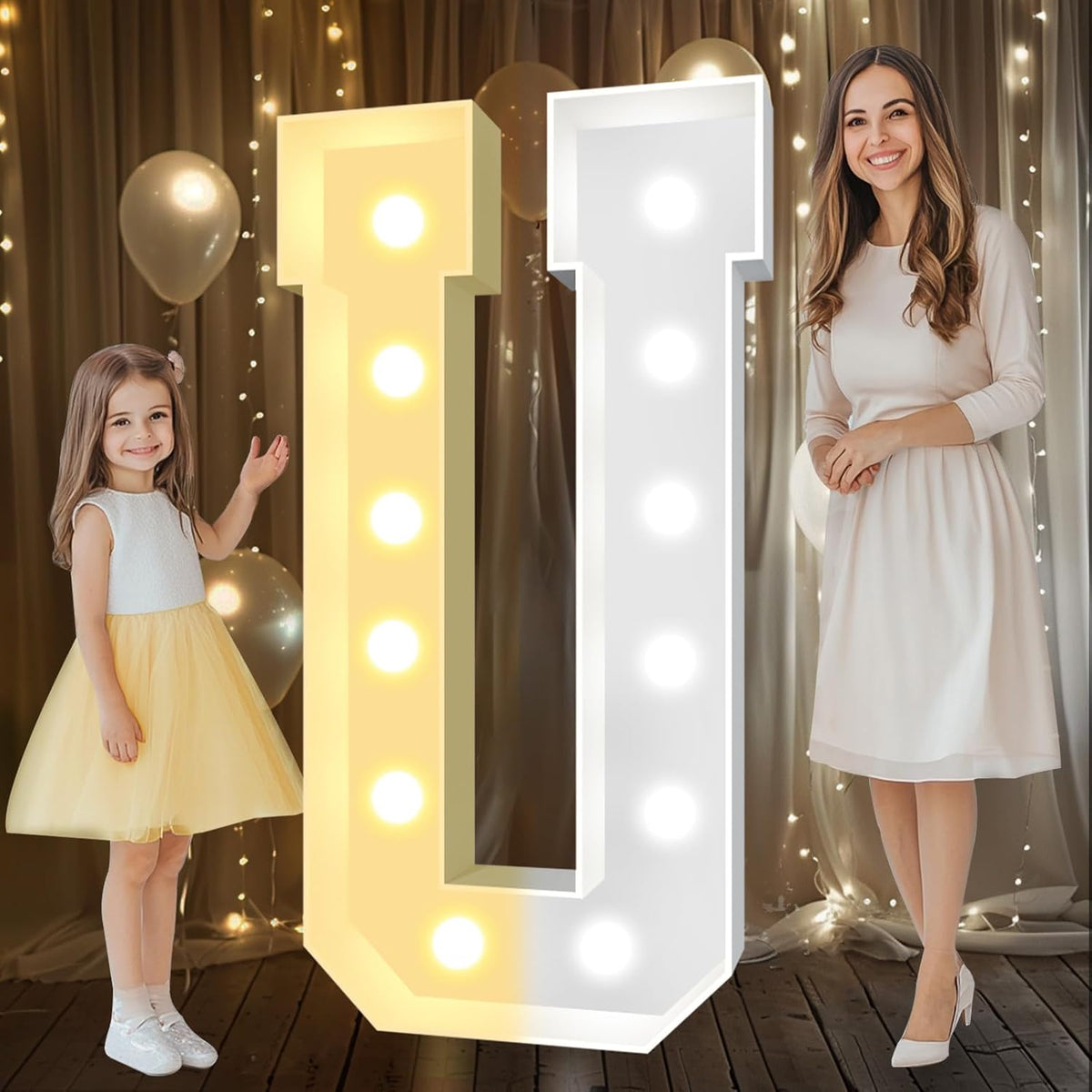 Pooqla 4 FT Marquee Light Up Letters, Cool White and Warm White Marquee Letter 4 Feet Tall, Giant