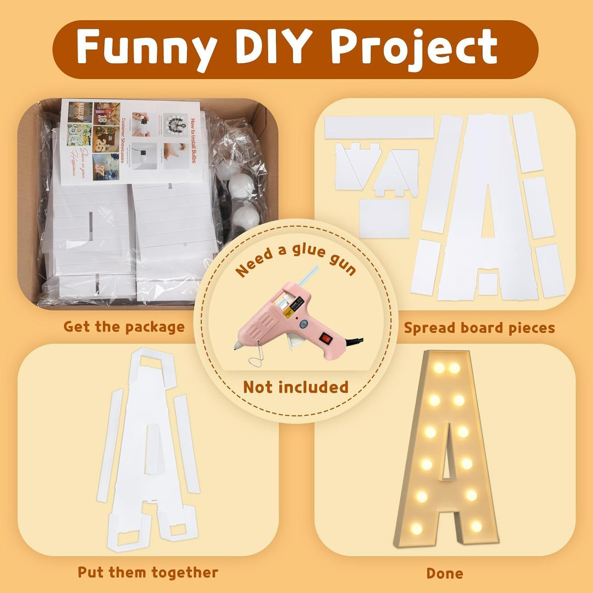 imprsv Marquee Light Up Letters, 4FT Mosaic Letters with Light for Baby Shower Graduation Party
