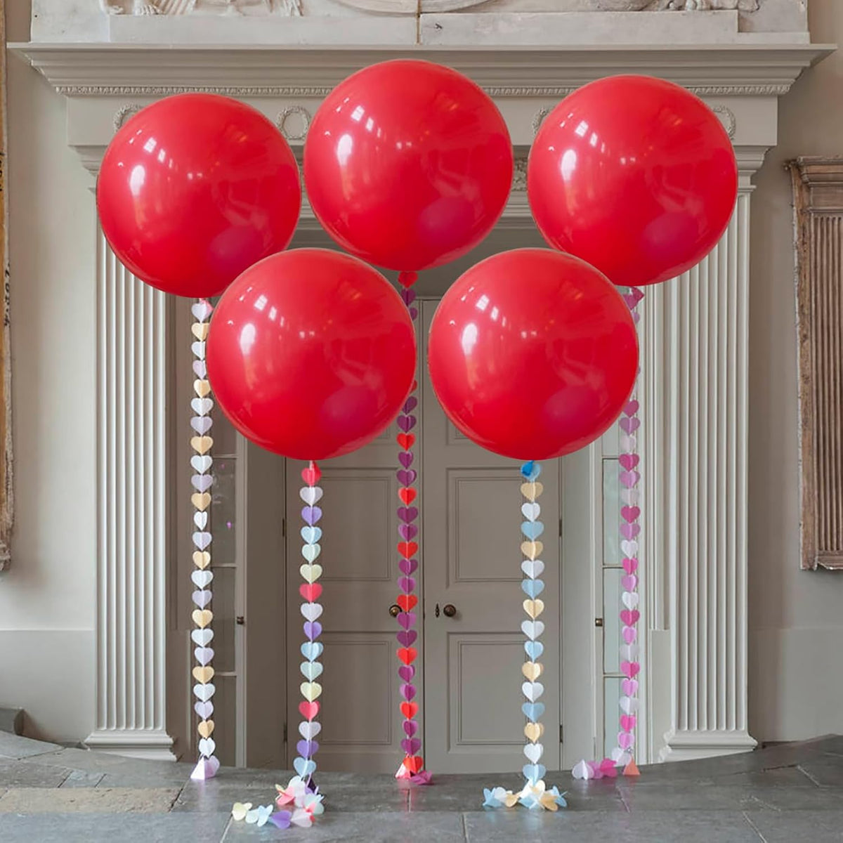 Giant 36 inch Jumbo Red Balloons - 4pcs Latex Balloons for Birthday, Wedding, Photo Shoot