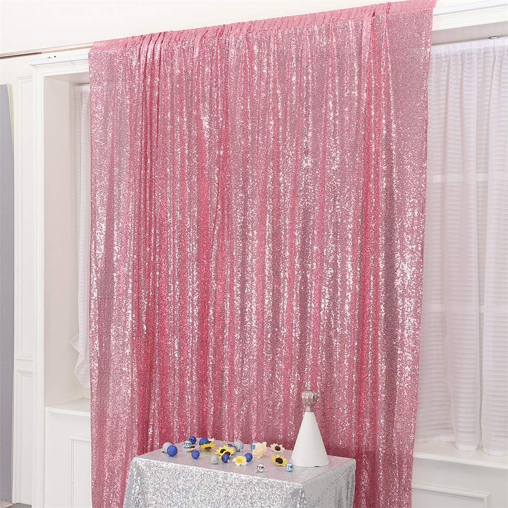 Eternal Beauty Fuchsia Pink Sequin Backdrop, 20x10 Ft Glitter Background Curtains for Shimmer
