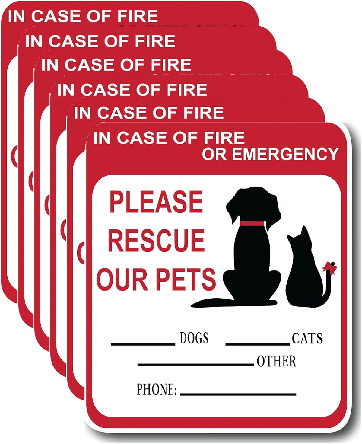 in Case of Fire or Emergency Please Rescue Our Pets Stickers – Pet Alert Safety Stickers, 5x4 inch