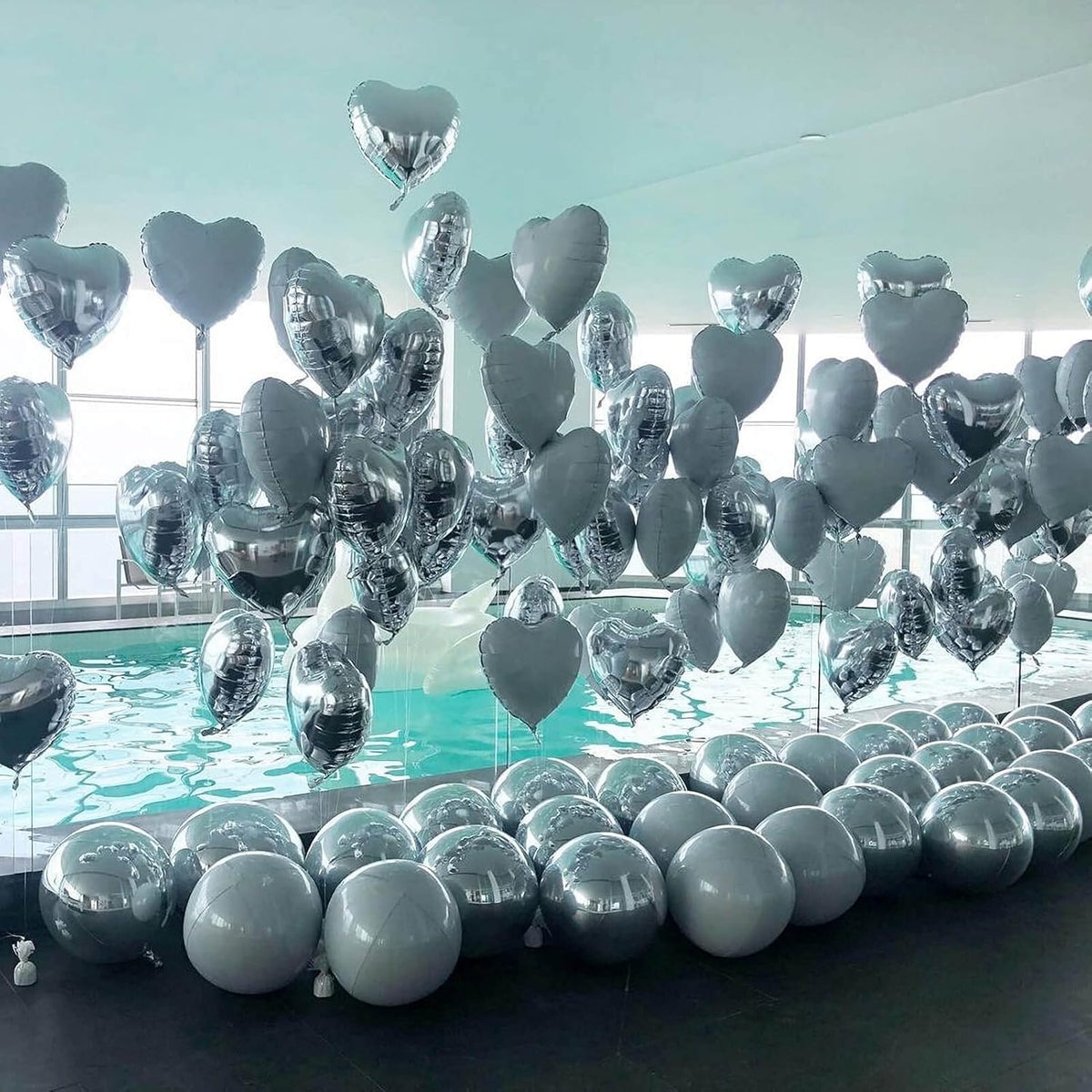 10Pcs Silver Foil Heart Shaped Balloons 18 Inch Heart Mylar Balloons For Baby Shower Wedding