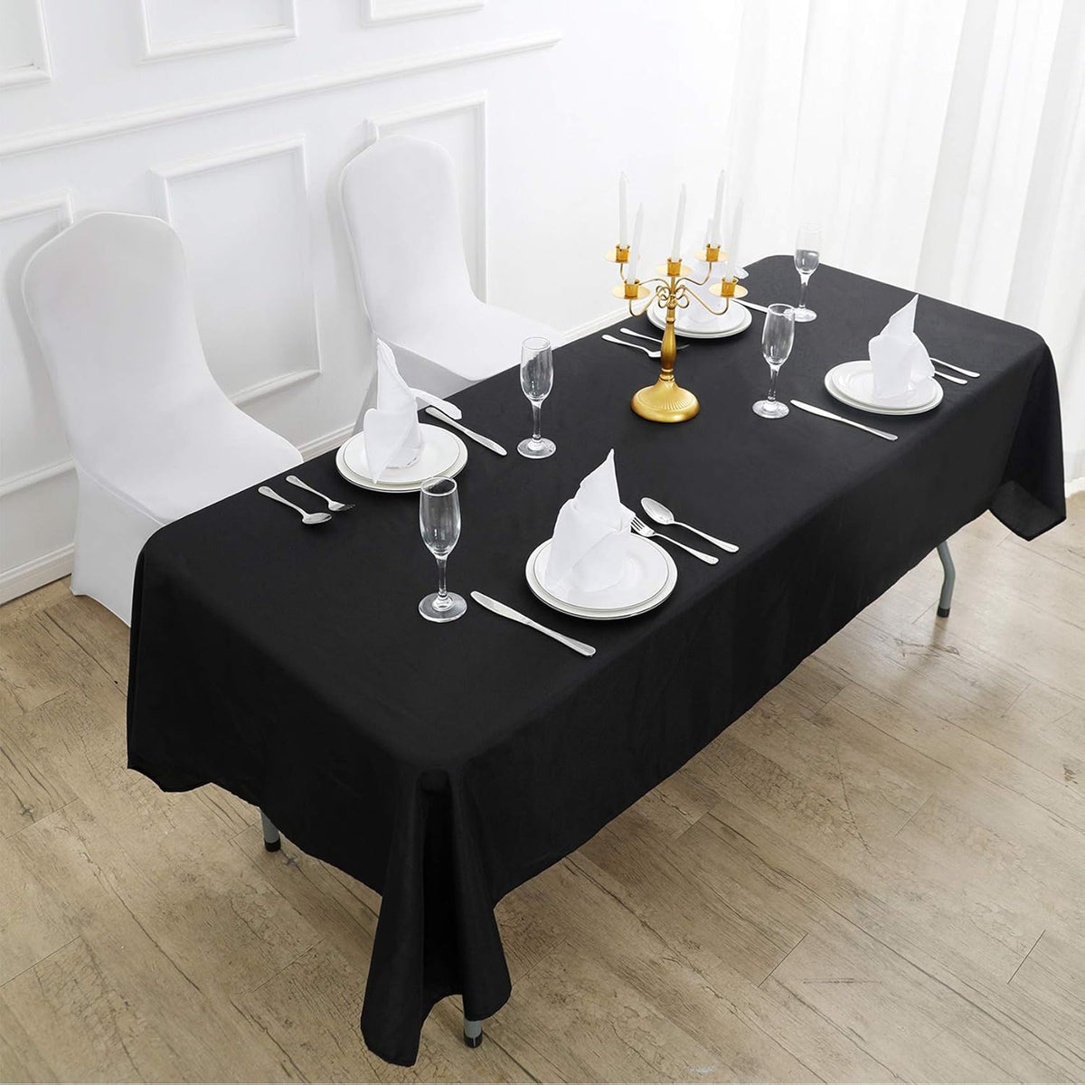 Rectangle Tablecloth 90x156 inch Washable Polyester Fabric Table Cloth for Wedding Party Dining