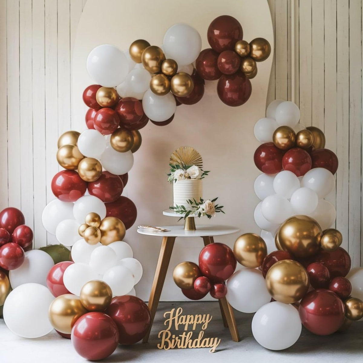 Red and Gold Balloons, 12 Inch Burgundy Gold Balloons, Maroon Balloons, Metallic Gold Dark Red