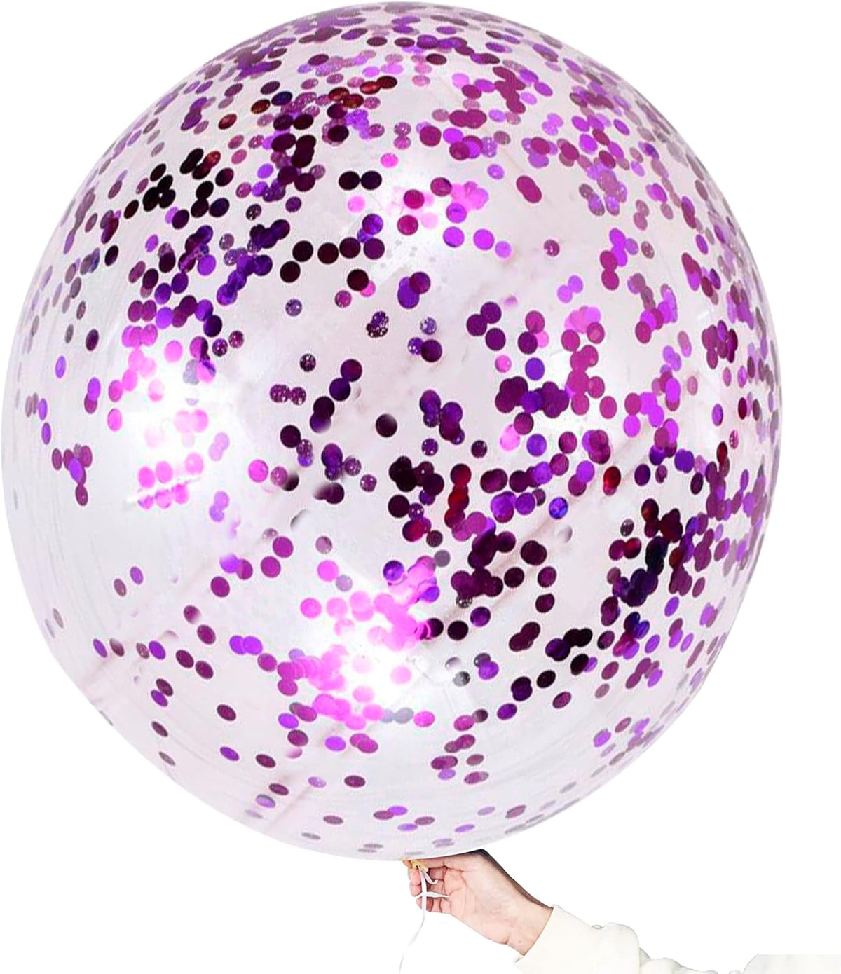Purple Confetti Balloons, 36 Inch 6 Pcs Jumbo Latex Purple Glitter Confetti Party Balloons for