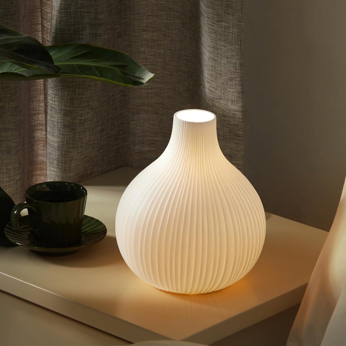 RONDURE 8.7" Modern Ceramic Table Lamp, Modern Bedside Lamps for Bedroom, Living Room and