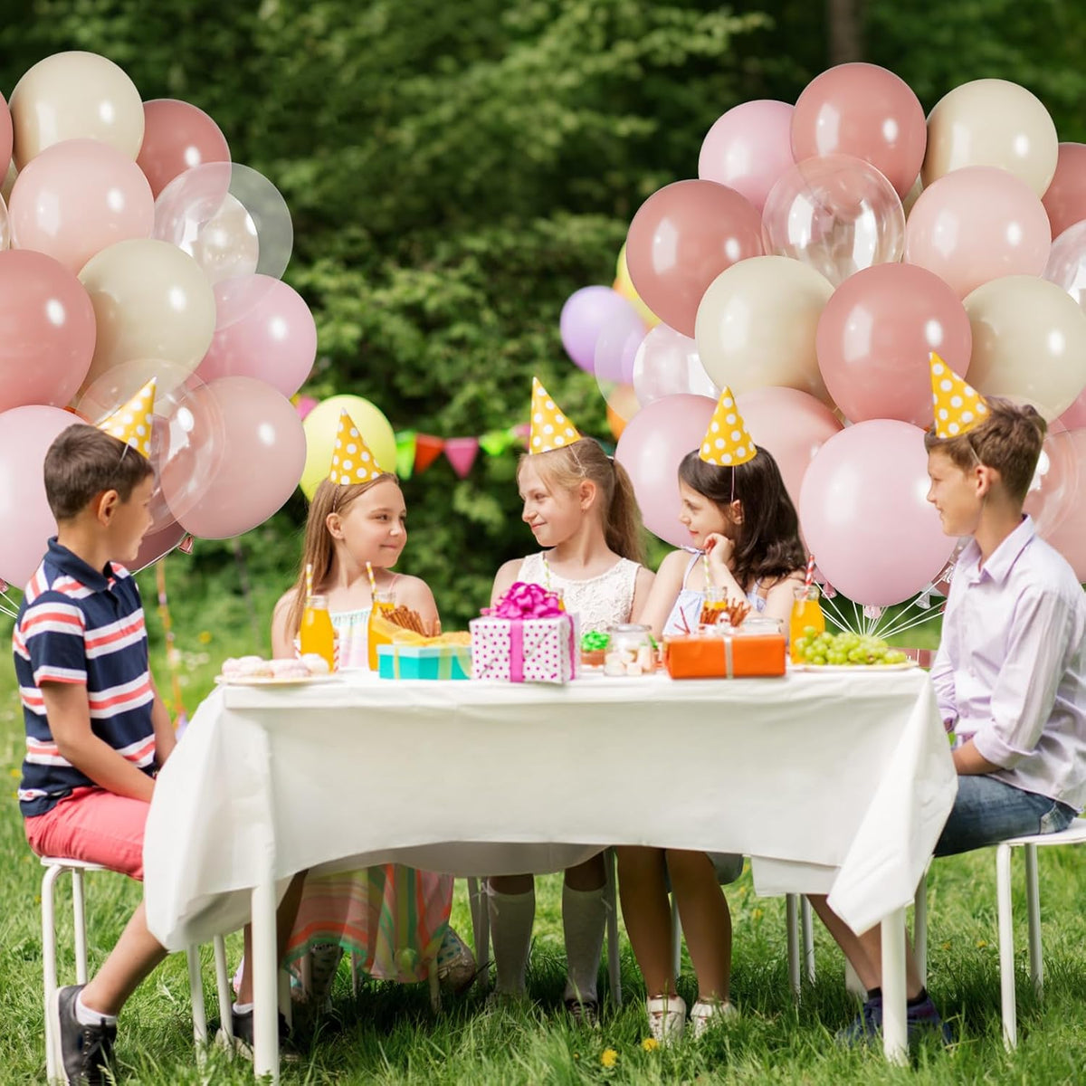 Dusty Pink Balloons, 12 Inch Pastel Pink Balloons, Blush Macaron Orange White Transparent Latex