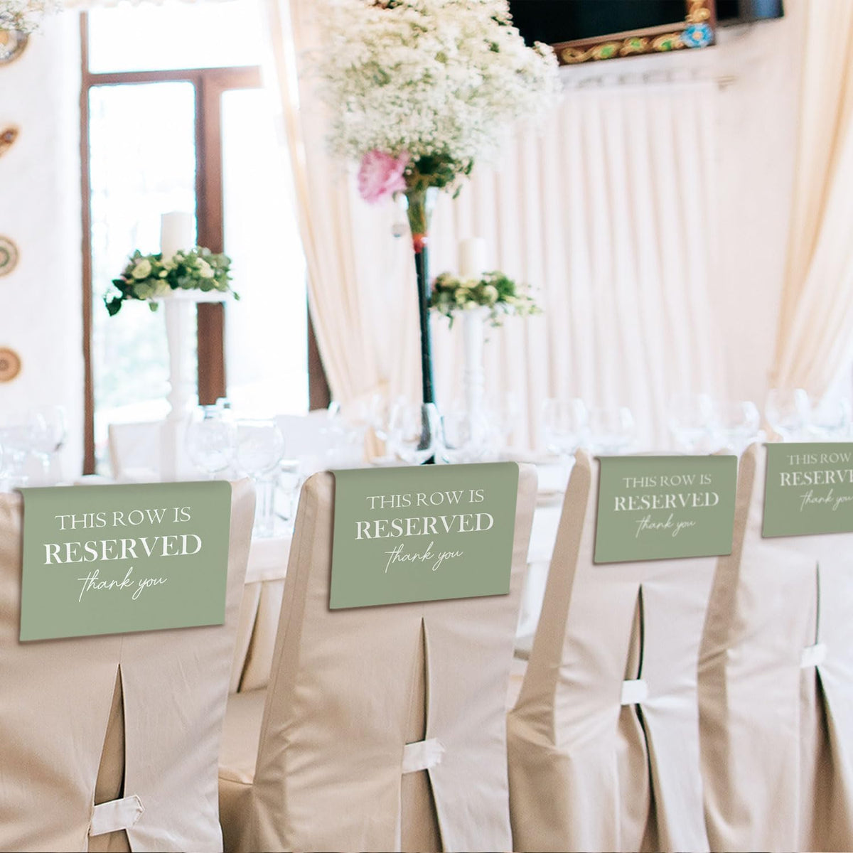 Reserved Seating Chair Signs, This Row Is Reserved Pew Cloths Seating Placeholder for Church Pews