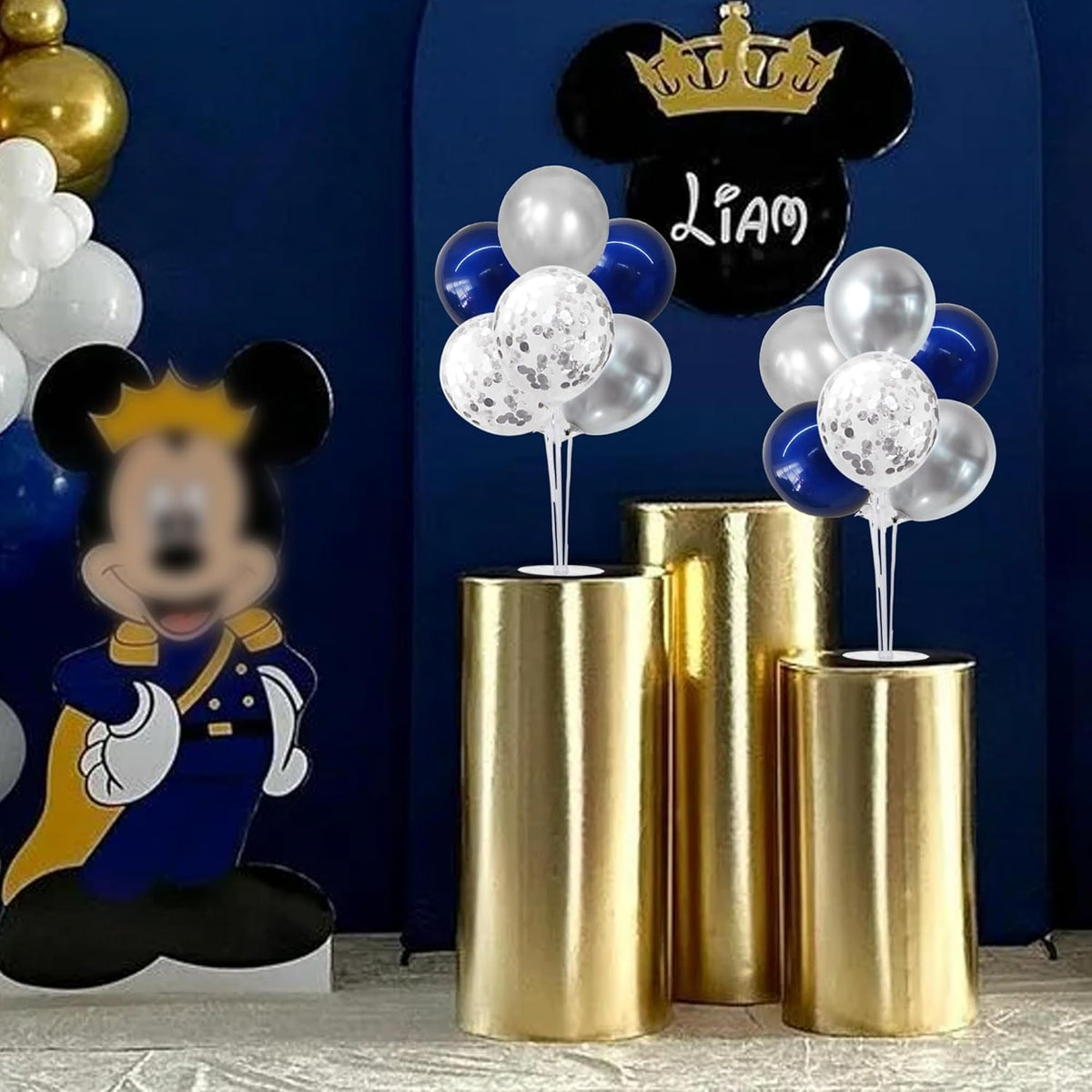 TONIFUL 6 Set Navy Blue Silver Balloon Centerpieces for Table,Balloon Arch Kit for Graduation