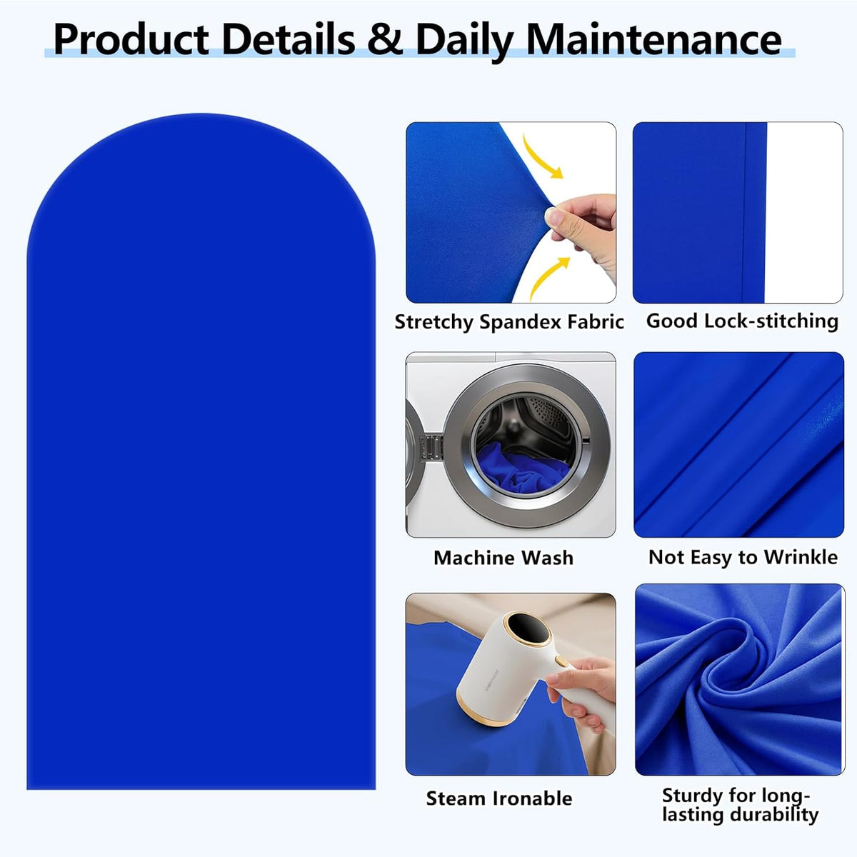 HEMMOTOP Blue Arch Cover 7.2 ft (No Arch Backdrop Stand), Spandex Wedding Balloon Stretchy Arch