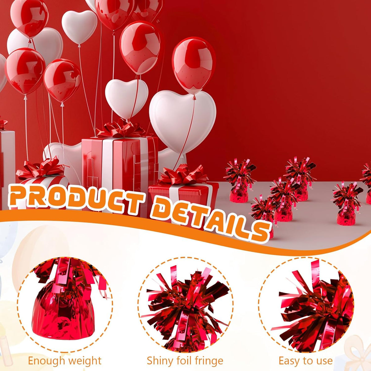 6 Pack Red Balloon Weights Metallic Holder Anchors Balloon Holder Weights for for Birthday 2025