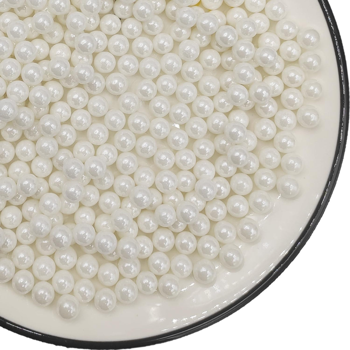 Edible White Pearl Sugar Sprinkles 3.53 oz, 7mm Candy Pearls Ideal for Baking, Cake and Cupcake