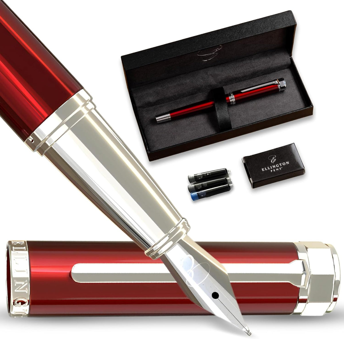 Ellington Pens Luxury Fountain Pen Set- Fountain Pens for Writing - Smooth Medium Nib - Includes