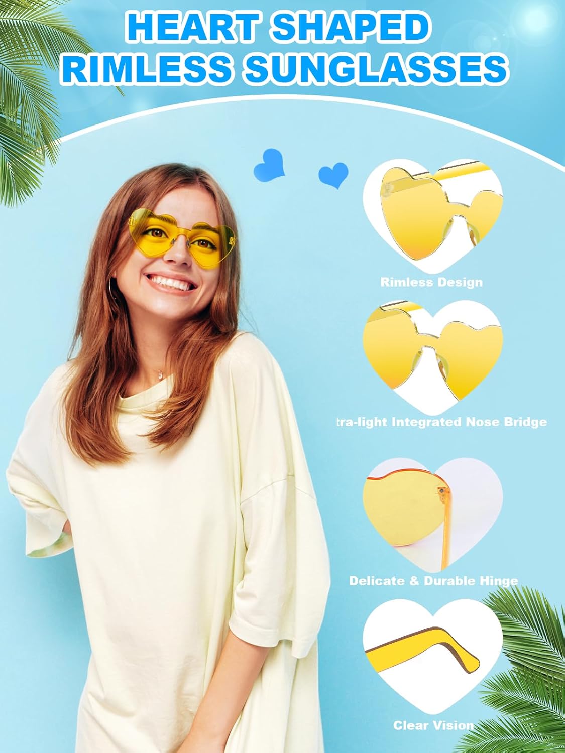 12 Pairs Heart Shaped Sunglasses for Women Colorful Glasses Fun Trendy Transparent Heart Sunglasses