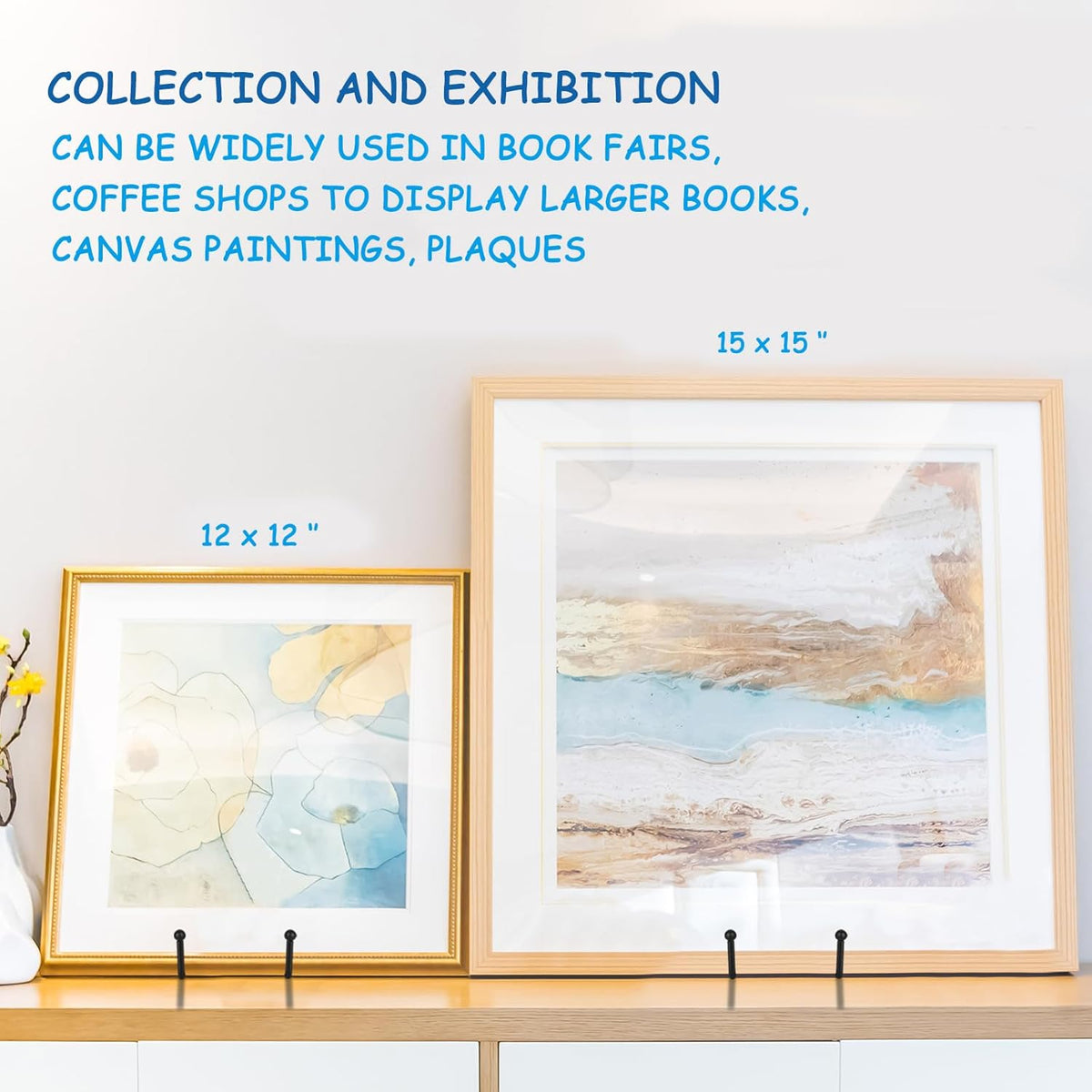Decolore 5 Pack 12 Inch Black Picture Stands Plate Stands for Display Large Book Stands for