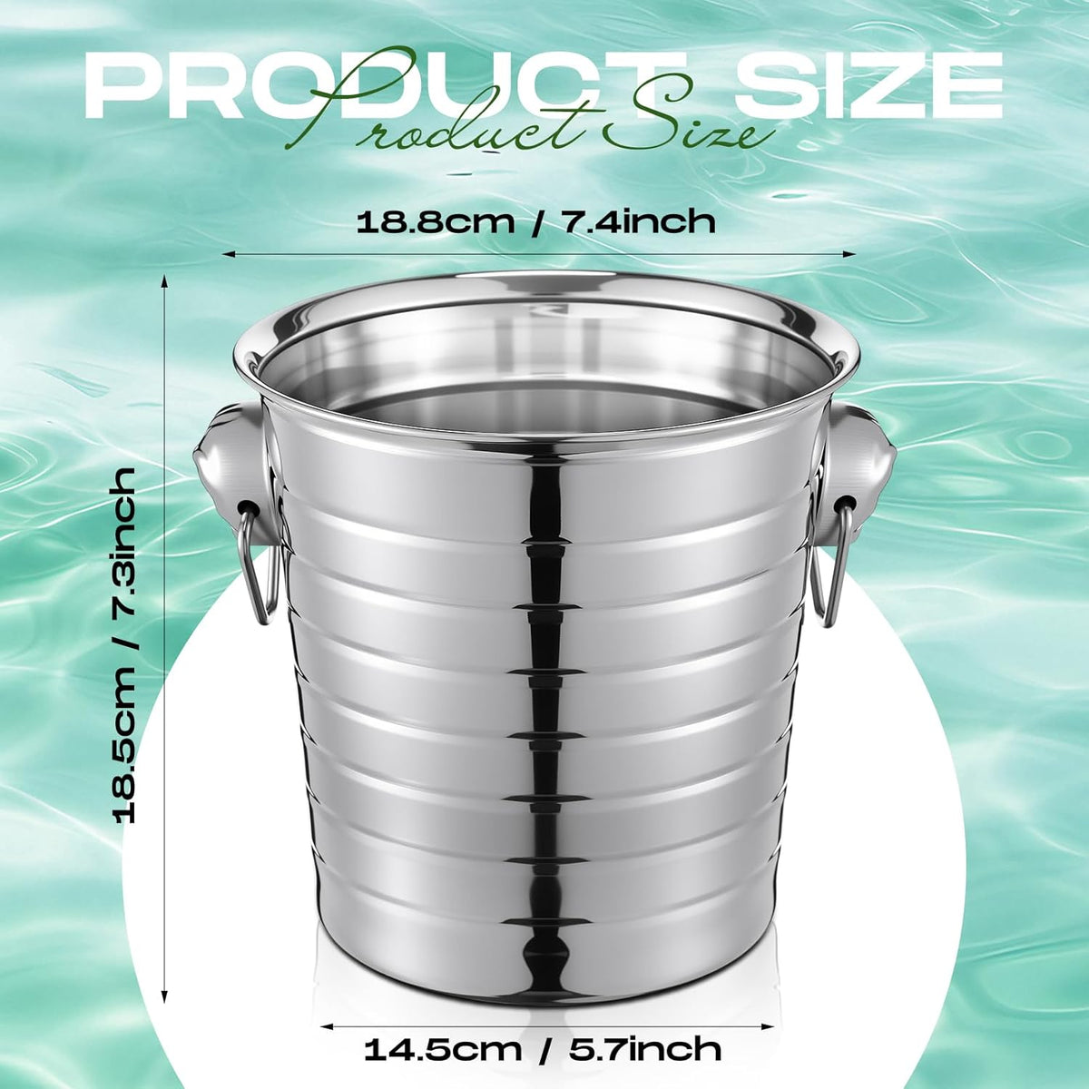 Pinkunn 6 Pack Stainless Steel Champagne Bucket 3 Qt Metal Ice Bucket Double Wall Wine Bucket with
