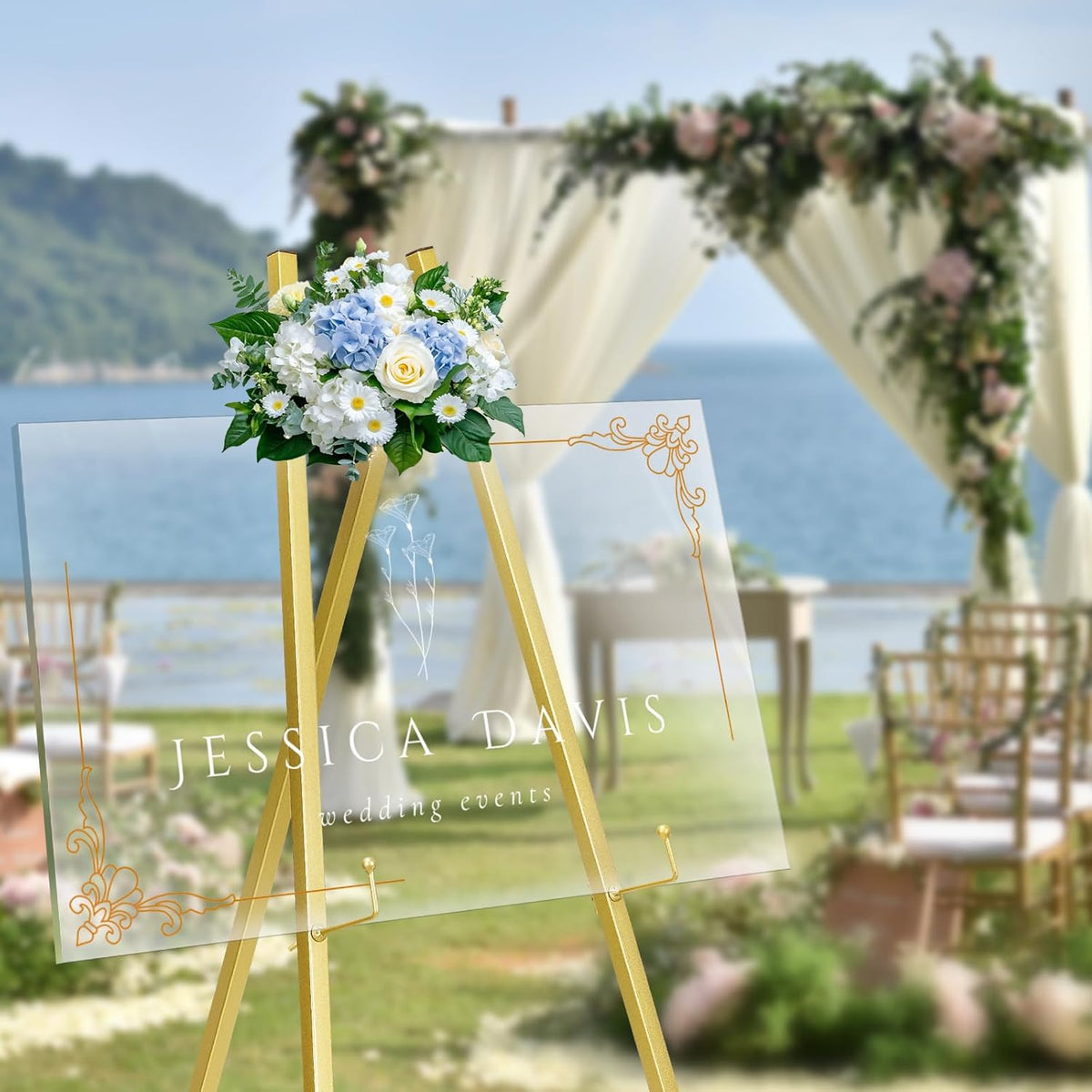 GRENTY 2 Pack Gold Easel Stand for Wedding Signs ??No Assembly Needed, Heavy Duty Metal Display