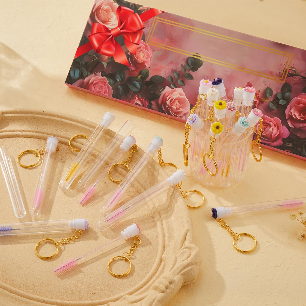 Upgrade 48 Pieces Disposable Mascara Wands Set,Include 24 Pcs Crystal Lash Spoolies Brush 24 Pcs