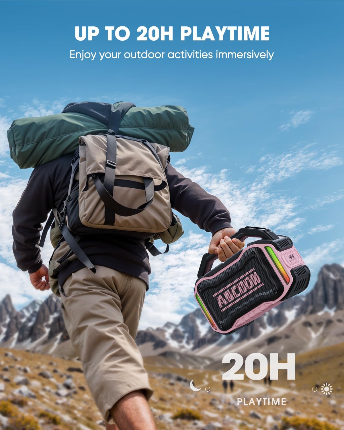 Speakers Bluetooth Wireless: 80W(Peak) Loud Speaker with Bass, 20H Playtime, IPX6 Waterproof, Large