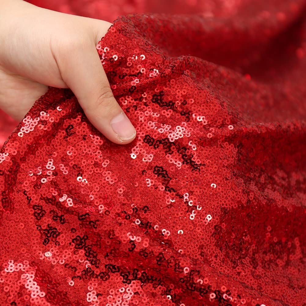 Poise3EHome 8FT x 8FT Sequin Photography Backdrop Curtain for Party Decoration, Red