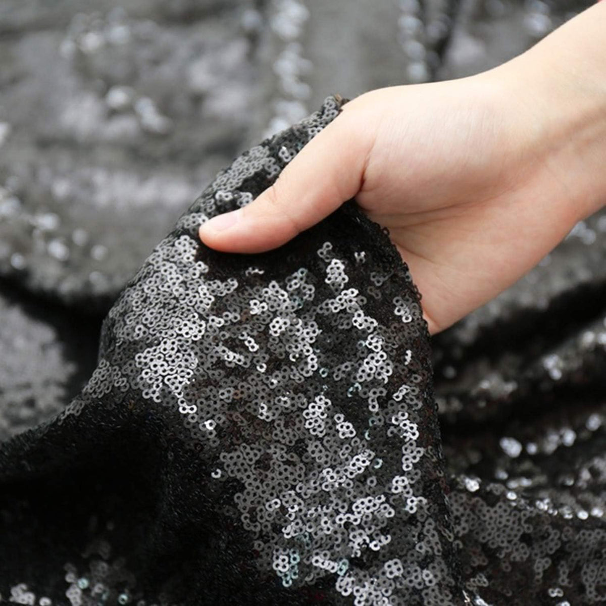 Poise3EHome Black Sequin Backdrop, 20Ft x 10Ft Glitter Photography Background Curtains for