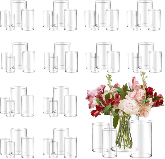 48pcs Glass Vase Cylinder for Centerpieces Small Flower Glass Clear Home Decor Centerpiece Table