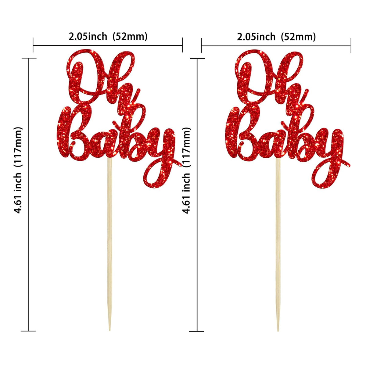 Gyufise 36Pcs Oh Baby Cupcake Toppers Glitter Baby Shower Cupcake Picks for Gender Reveal Baby