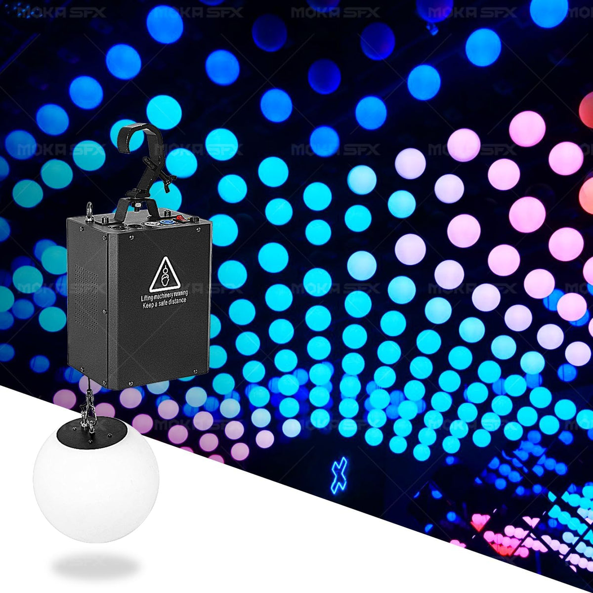 3D LED Light Lifting System DMX RGB LED Light Lift Ball Wave Effect Winch Colorful Kinetic Stage