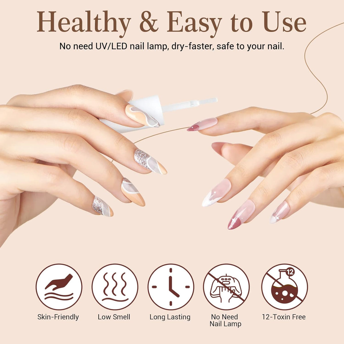 AZUREBEAUTY Dip Powder Liquid Set 15ml/0.5oz 8 Pcs Dipping Base Activator and Top Coat Brush Saver
