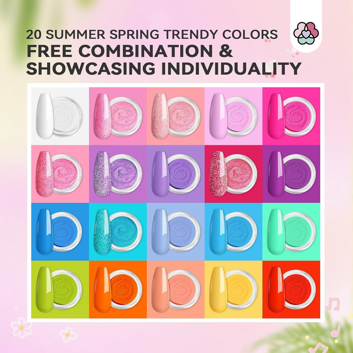 SAVILAND Dip Powder Nail Kit with Drill - 20 Colors Summer Dip Nails Powder Starter Kit with