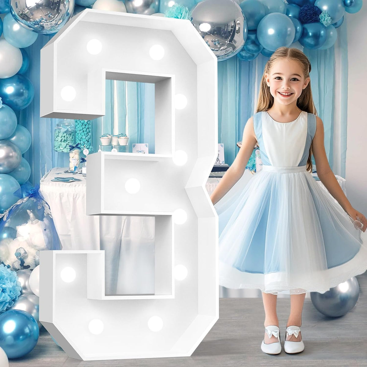 Ledido 4FT Marquee Light Up Numbers, Cool White Light Up Numbers Large Marquee Numbers for Party
