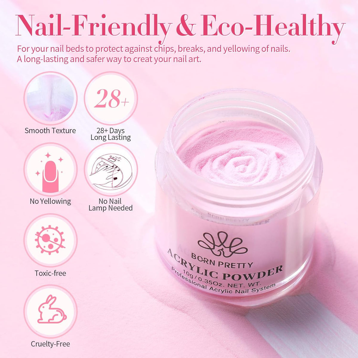 BORN PRETTY Acrylic Nail Kits Full Set,87PCs Pink White Clear Glitter Grey Acrylic Powder and