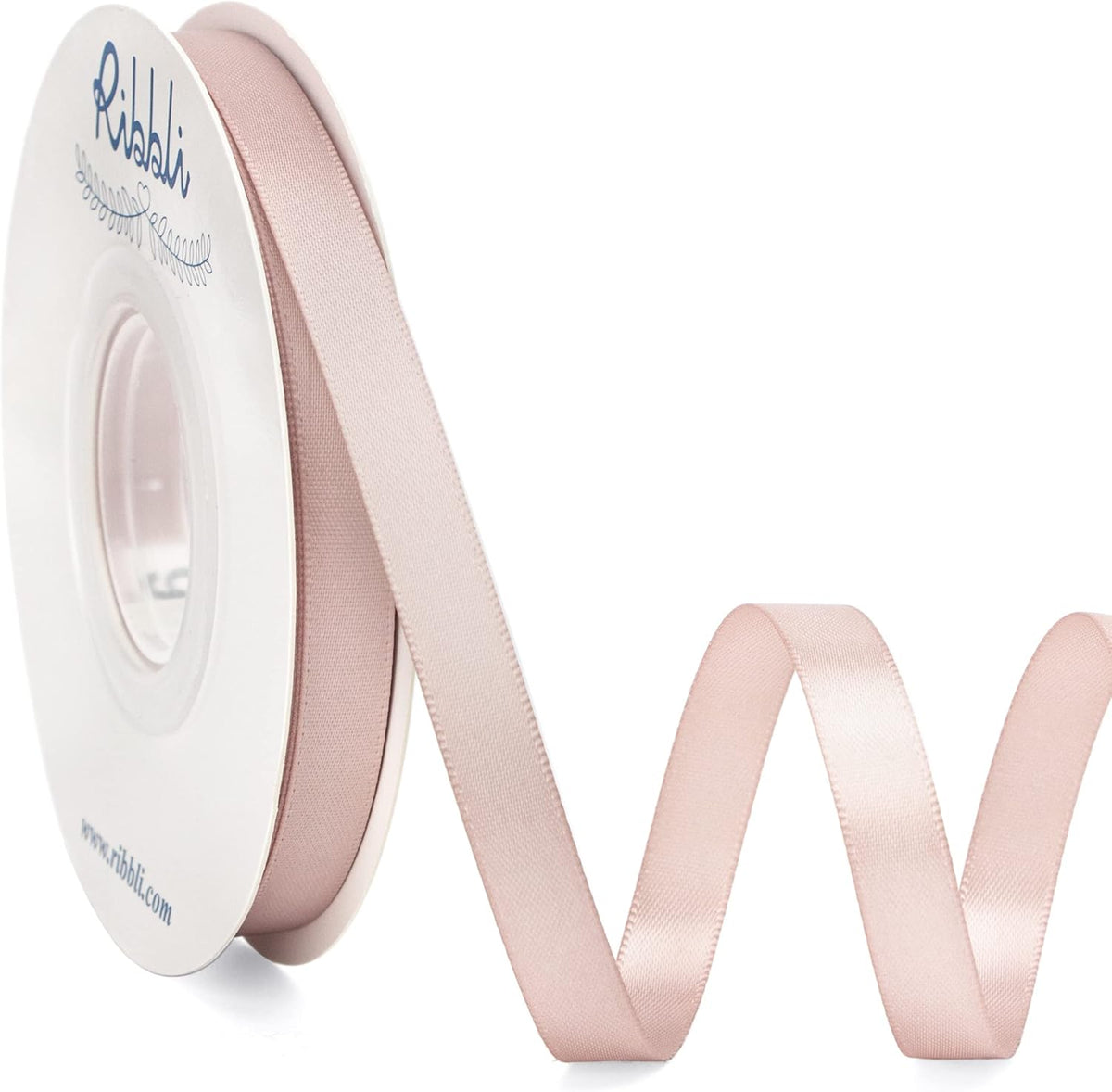 Ribbli Double Faced Vanilla Satin Ribbon,3/8” x Continuous 25 Yards,Use for Bows Bouquet,Gift
