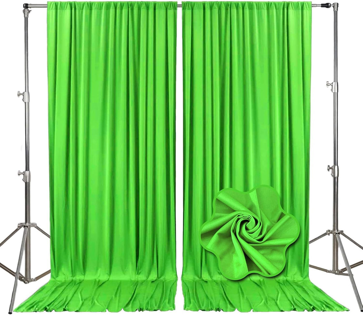 10ft x 10ft Emerald Green Backdrop Curtains for Parties, Fabric Satin Background Curtain with Rod