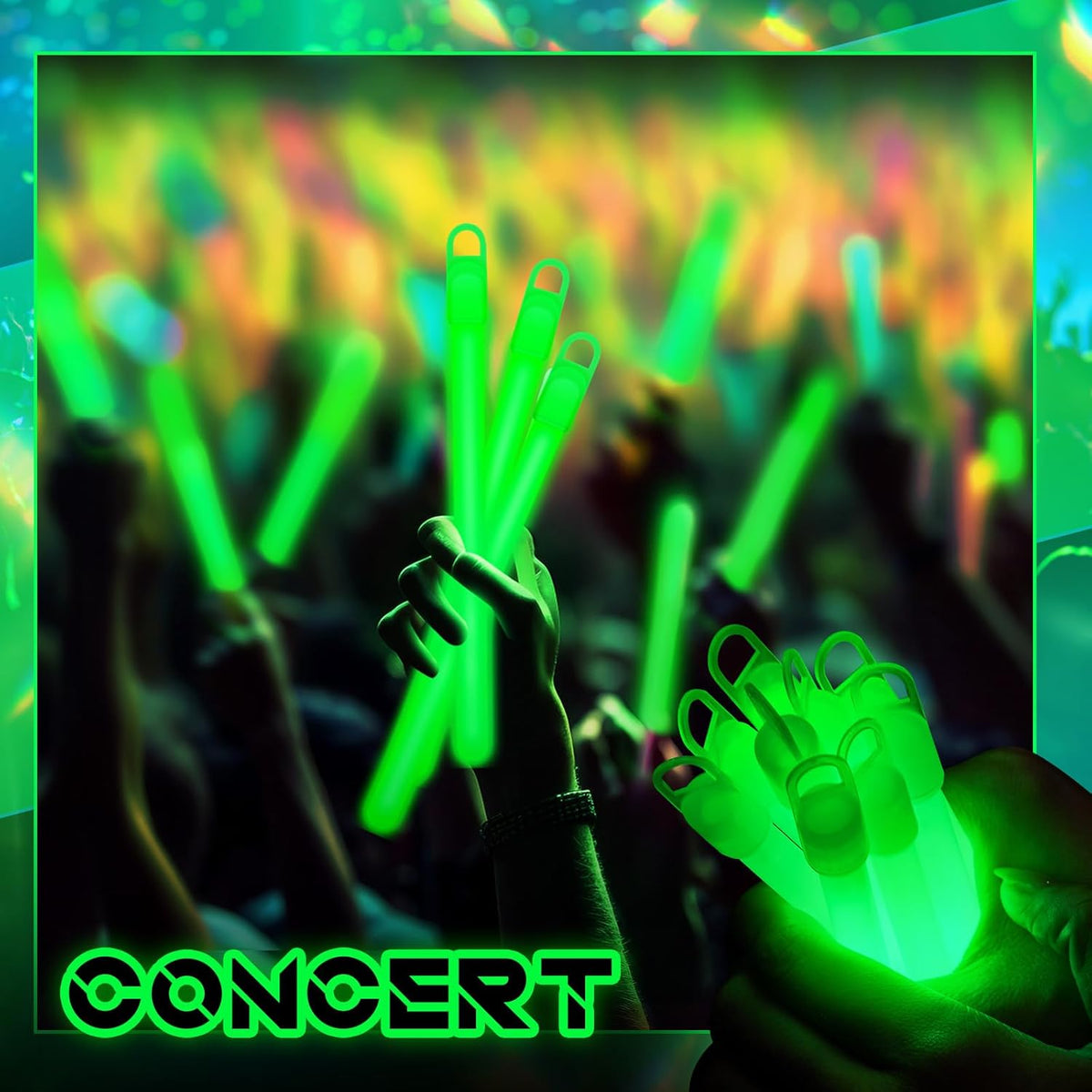 Lewtemi 4" or 6" 100 Pack Bright Glow Sticks Bulk, Glow in The Dark Party Supplies Birthday and