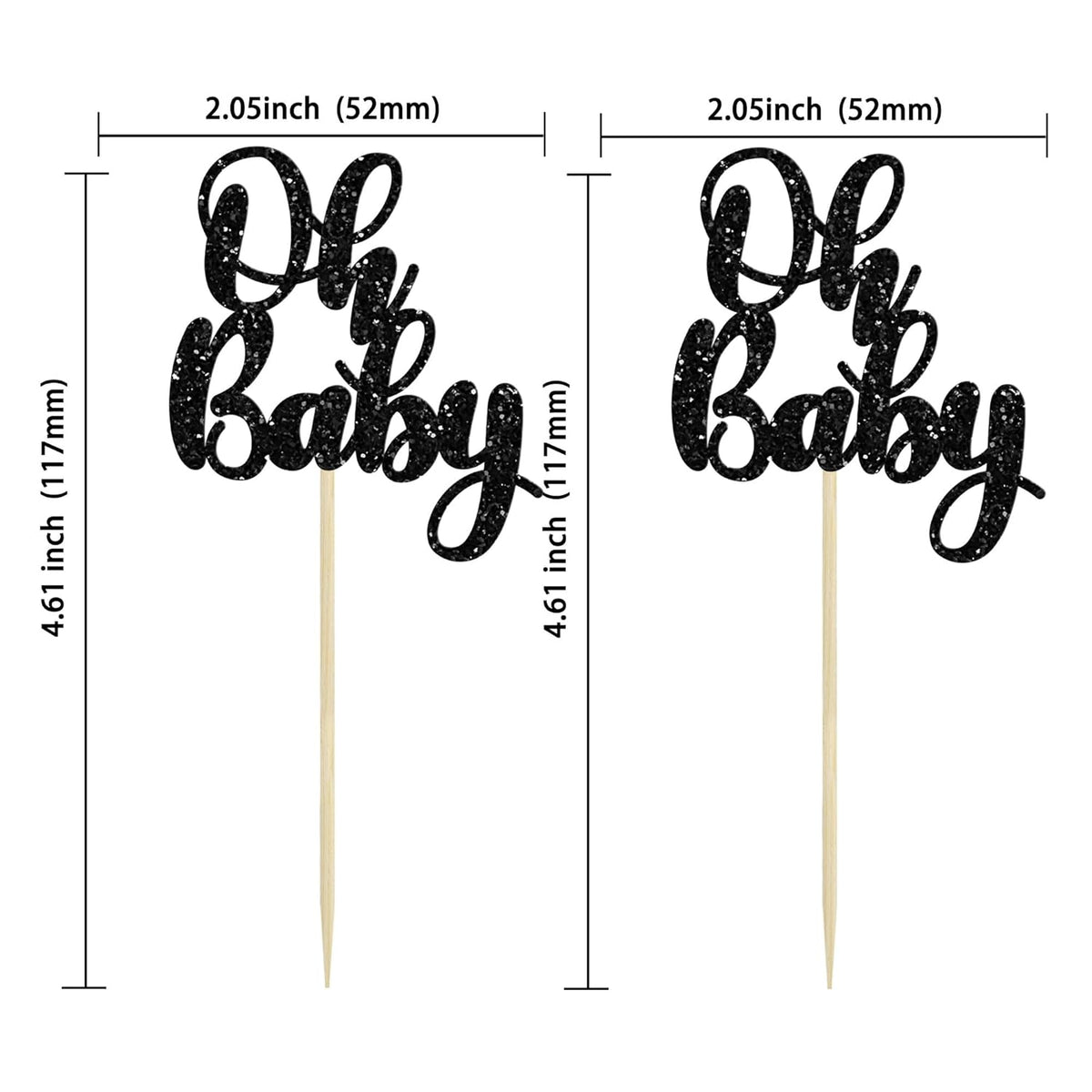 Gyufise 36Pcs Oh Baby Cupcake Toppers Glitter Baby Shower Cupcake Picks Oh Baby Cake Decorations