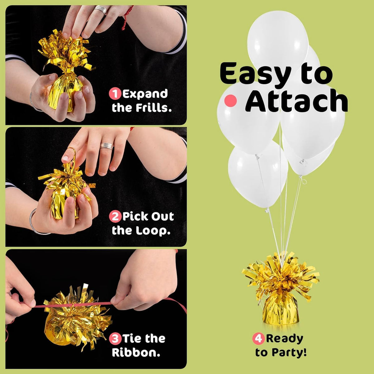 Gold Balloon Weights, Heavy Balloon Weight Pack of 12 Metallic Foil Weights for Balloons, Birthday