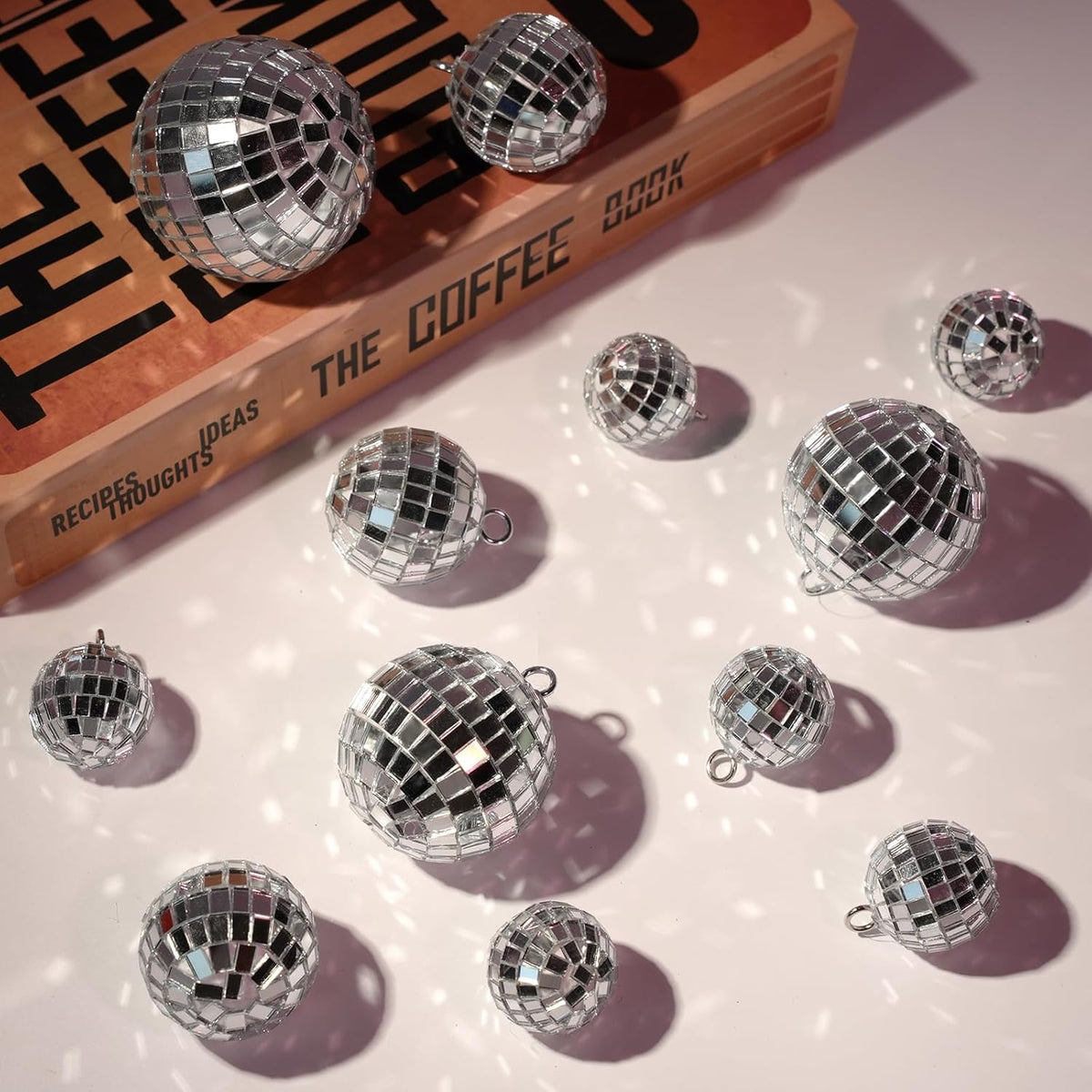 20 Pcs Mirror Disco Ball Hanging Ornaments Silver Glass Decor 70s Disco Party Decorations Ornament