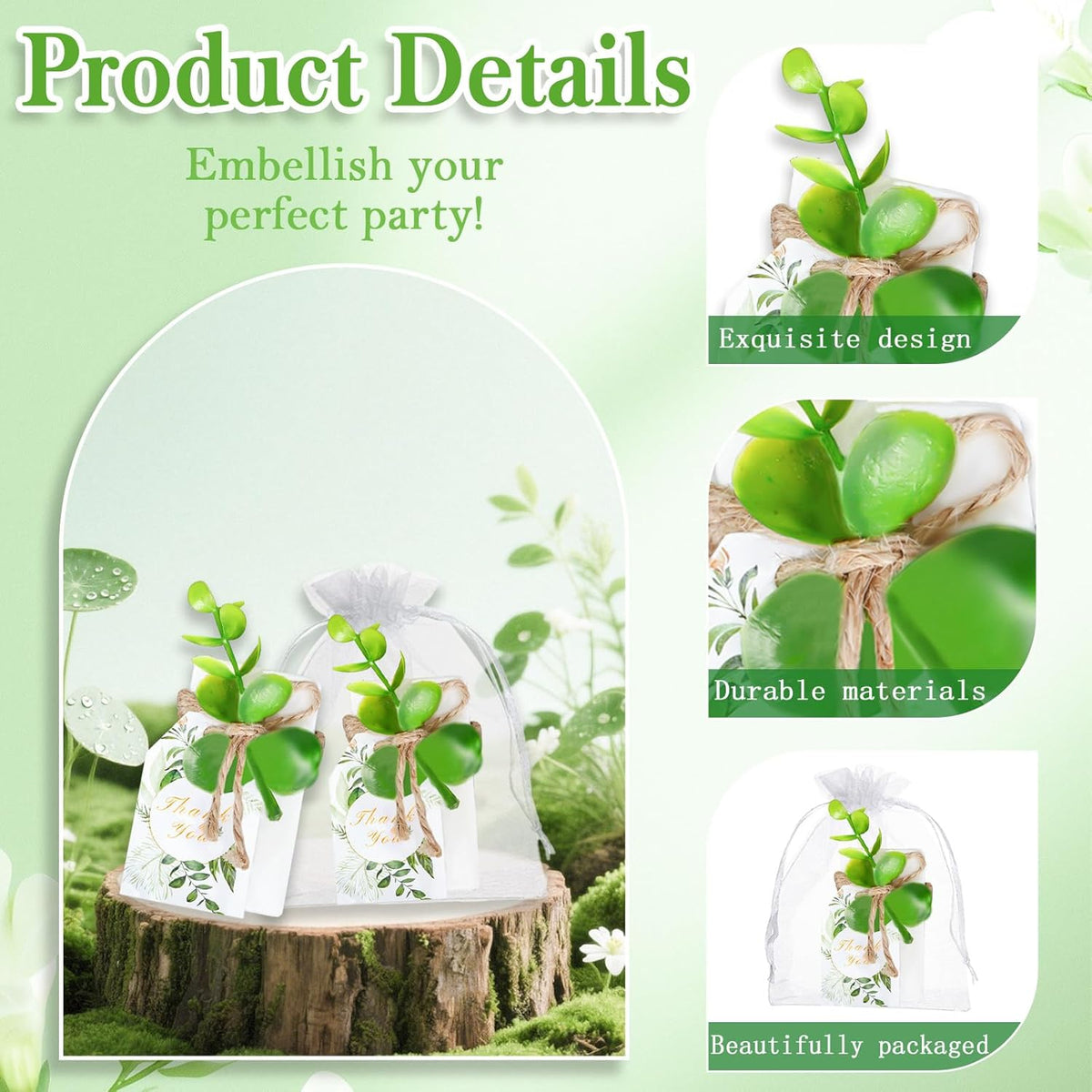 50PCS Handmade Soap Wedding Favor Natural Eucalyptus Handmade Soaps Soap Thank You Gifts Bridal