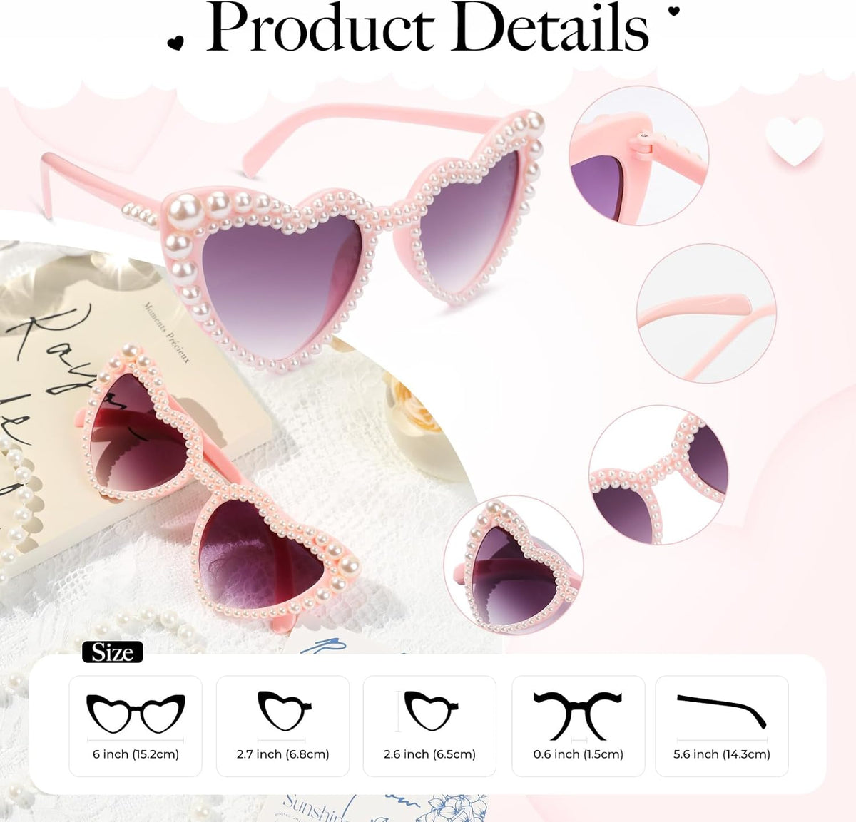 YOGFIT Heart Sunglasses for Women Fashion Classic Love Eye Protection Sunglasses Vintage Cute Heart