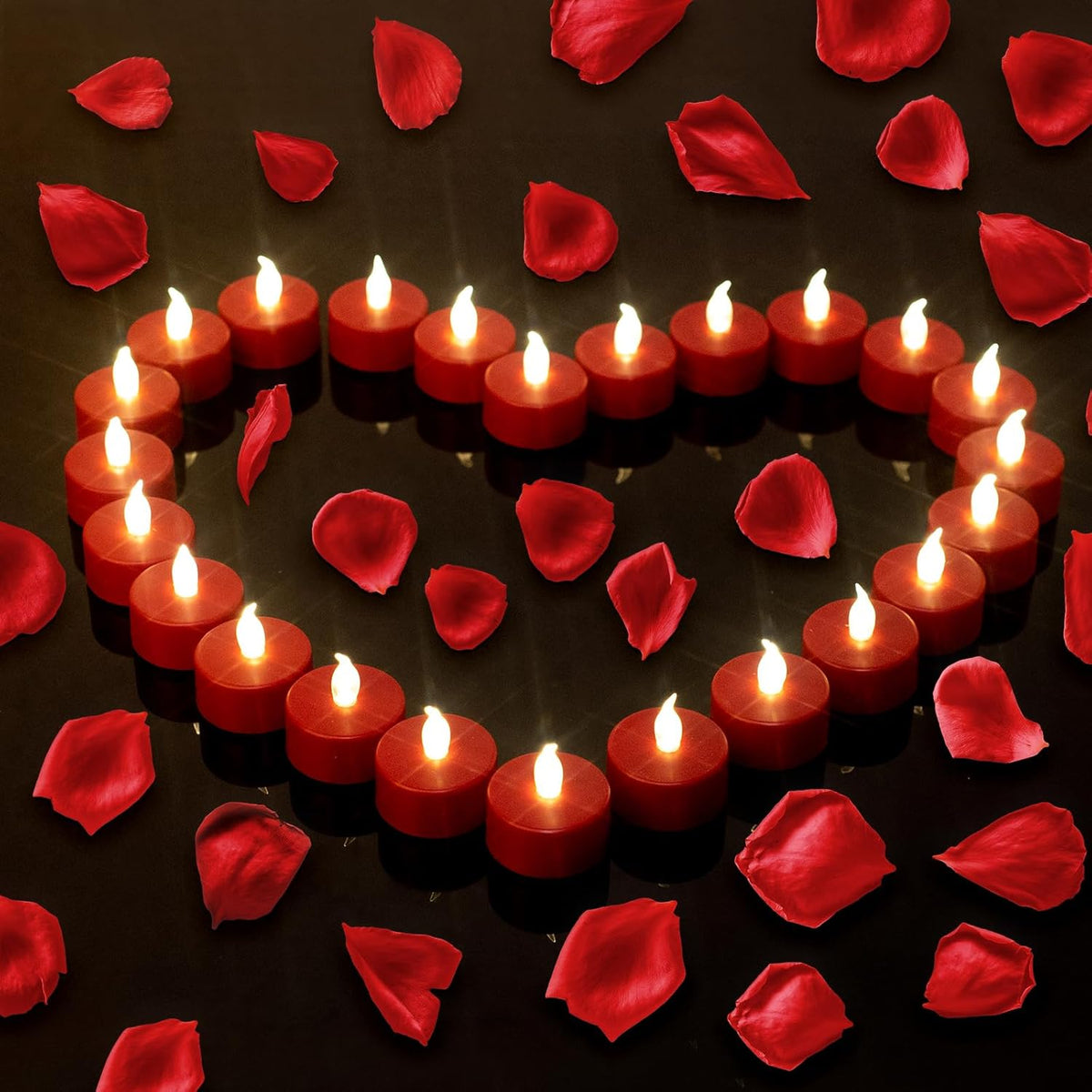 LED Tea Lights Candles- 24PACK Red Flameless Candles Realistic and Bright Flickering Long Lasting