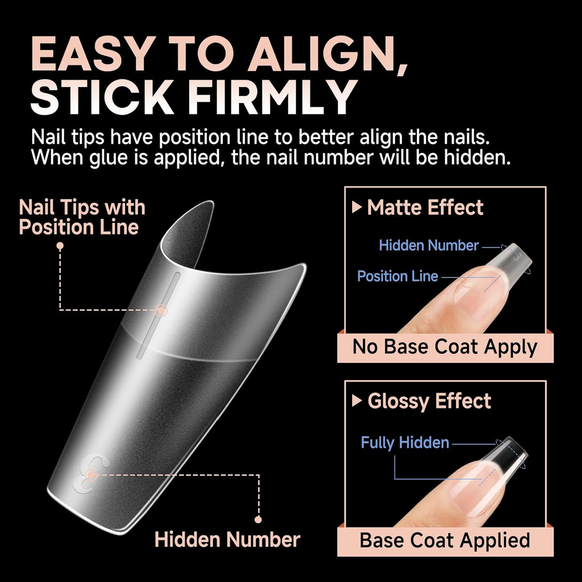 UNA GELLA Medium Square Gel Nail Tips 504pcs Full Matte Square Gel Tips Half Cover Clear False