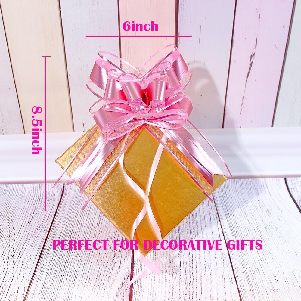 WEWILUCK Gift Bows for Presents, Pink Bows for Gift Wrapping, Gift Bows with Ribbon for Weddings